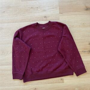 A New Day Burgundy Rhinestone Sweatshirt XL Crewneck Pullover Women’s